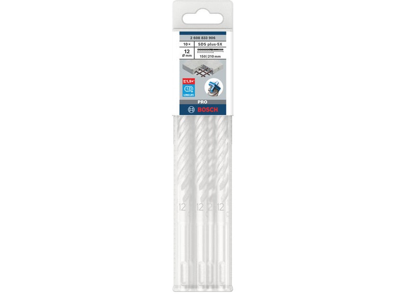 Udarni sveder Bosch PRO SDS-plus-5X, Dimenzije: 12x150x210mm, 2608833906